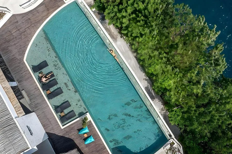 Kolam renang Pramana Natura dilihat dari atas